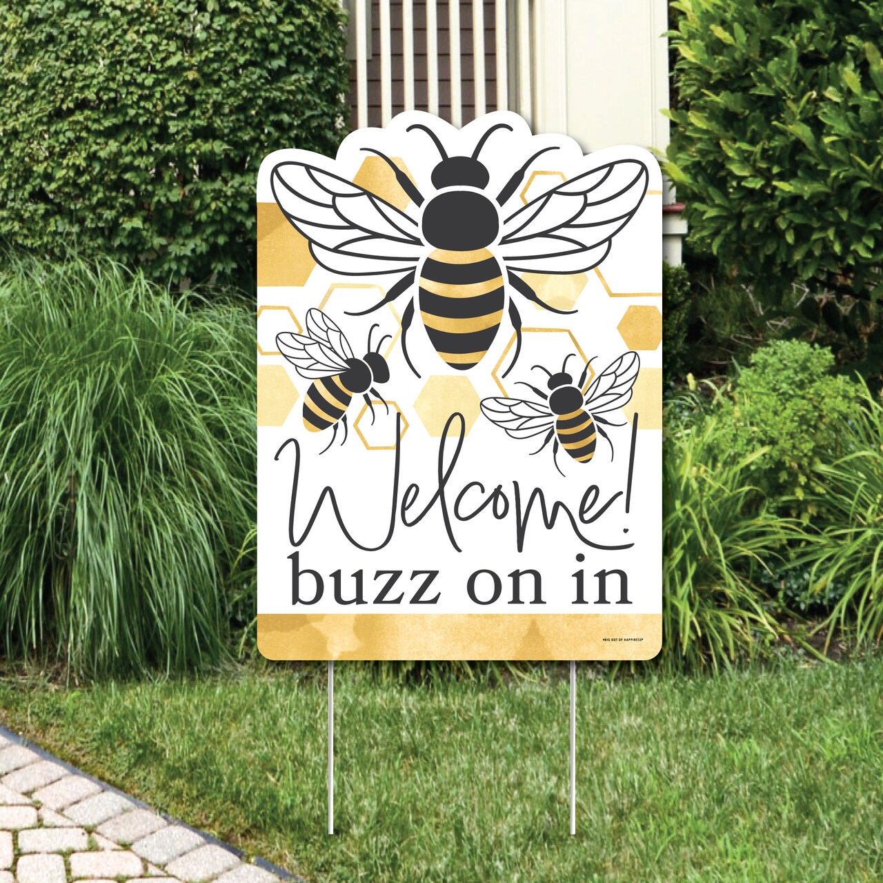 Big Dot of Happiness Little Bumblebee - Party Decorations - Bee Baby Shower or Birthday Party Welcome Yard Sign